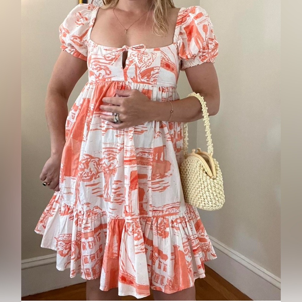Urban Outfitters Orange and White Mini Dress